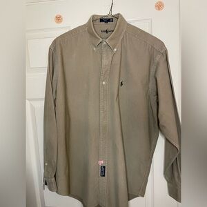 Vintage Polo Ralph Lauren Size Large Blaire Tan Corduroy Button Up Shirt Mens  